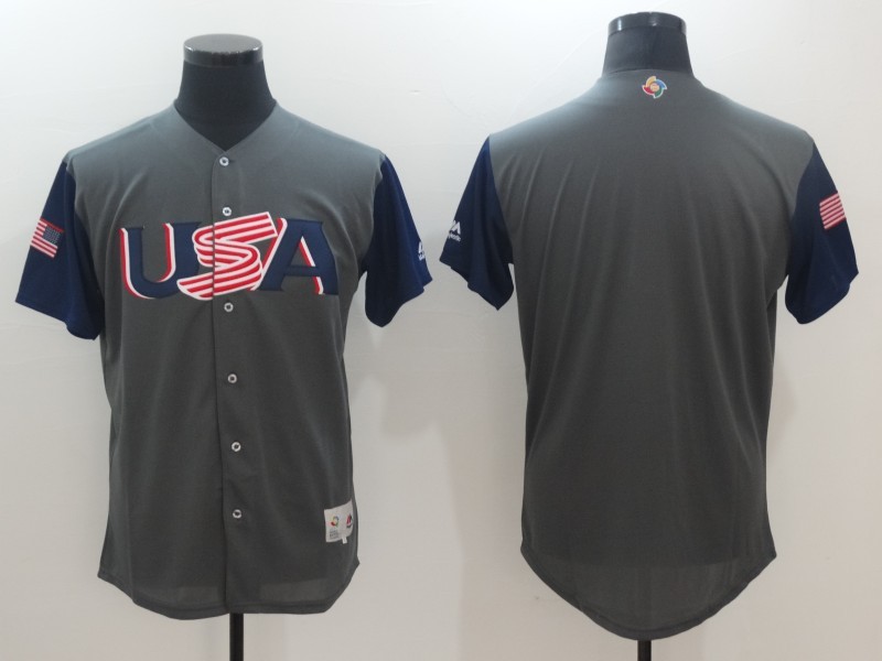 Men USA Baseball Majestic Gray 2017 World Baseball Classic Authentic Team Jersey->more jerseys->MLB Jersey